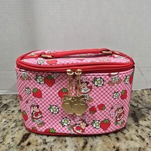 Pink Strawberry Shortcake Print Cosmetic Bag